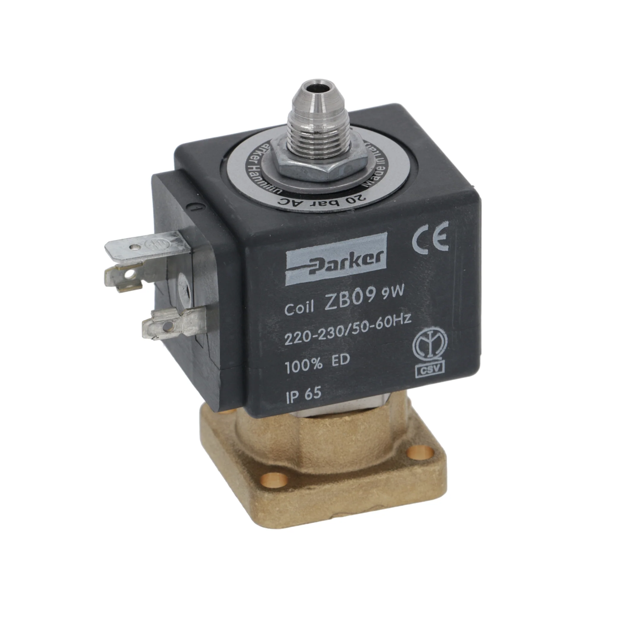 220V 50/60HZ 9W Three-Way Parker Solenoid — Bar