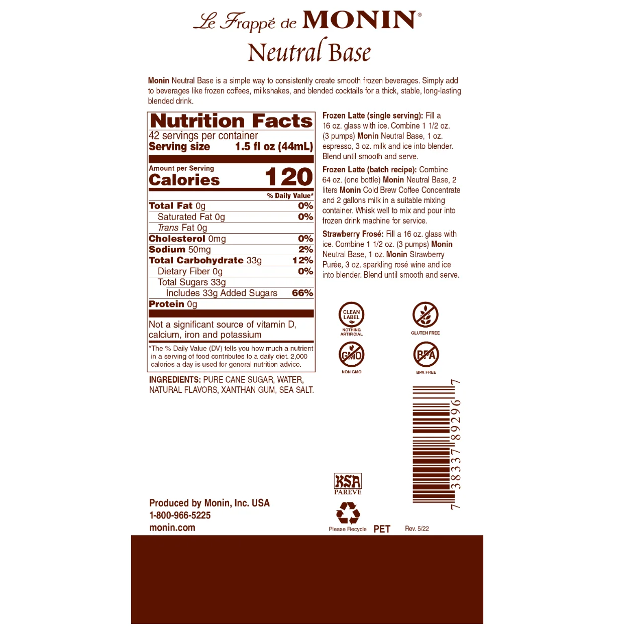 Monin Neutral Beverage Base (Dairy Free) — Can - Image 2