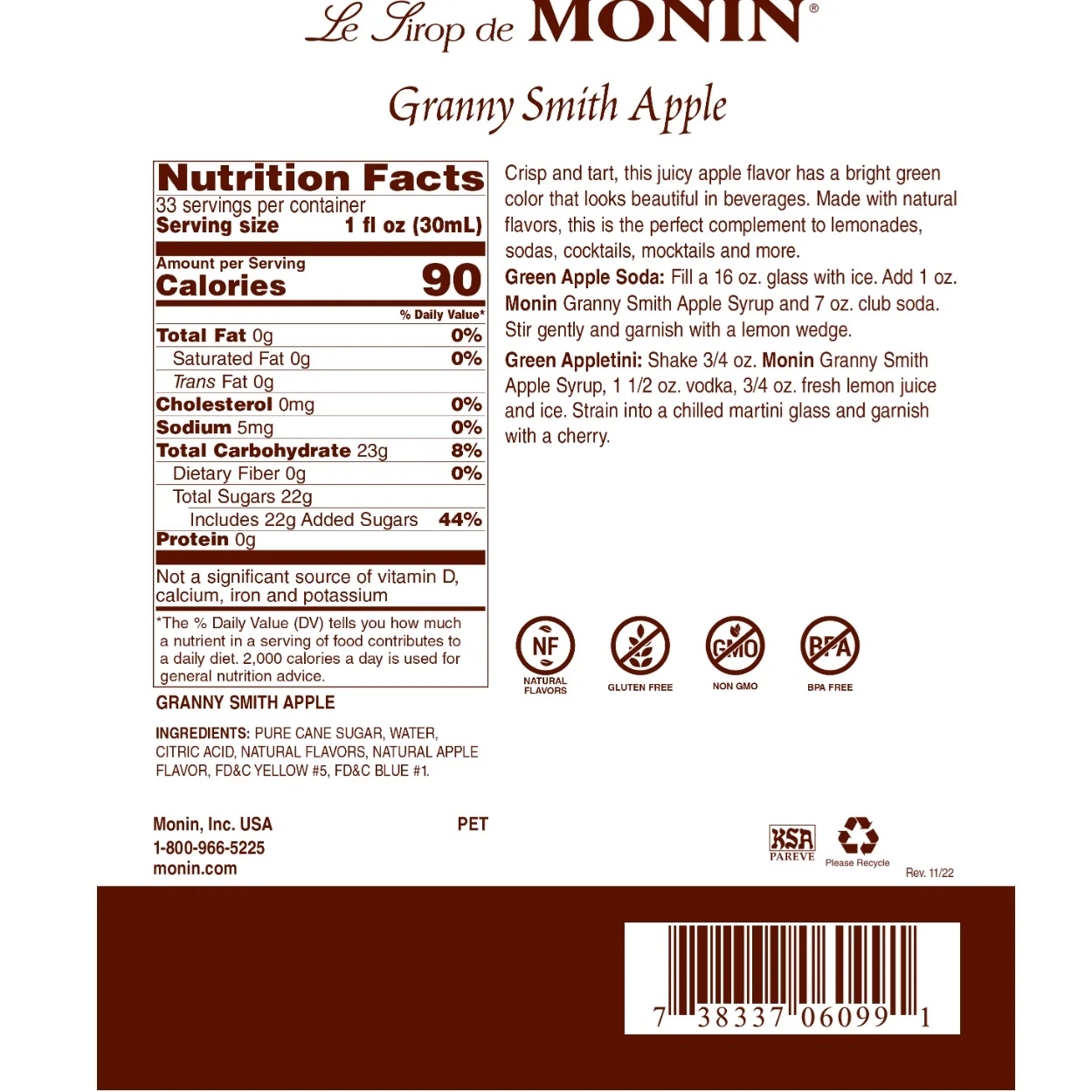 Monin Granny Smith Syrup — Tea - Image 2