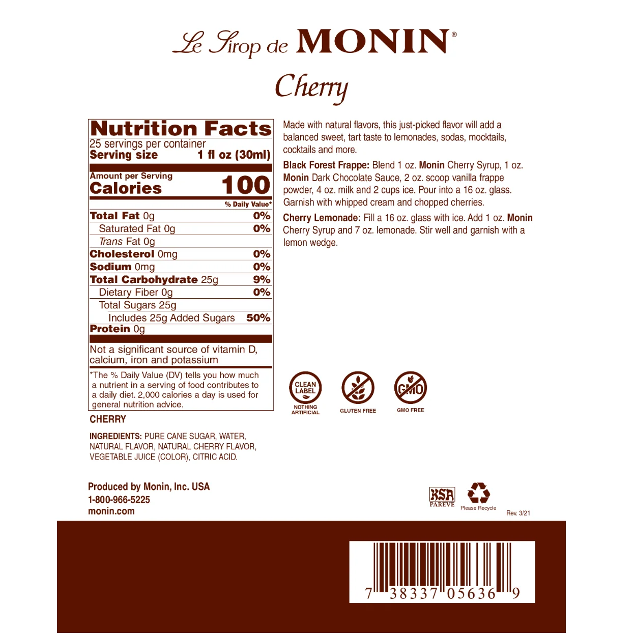 Monin Cherry Syrup — Tea - Image 2